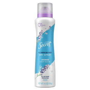 Secret Dry Spray Aluminum Free Women's Deodorant Lavender and Hemp Seed Oil 4.1 oz.