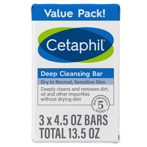 Cetaphil Deep Cleansing Bar Soap Value Pack 3 pk 4.5 oz each
