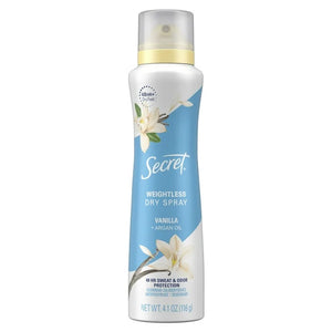 Secret Dry Spray Antiperspirant Deodorant Vanilla and Argan Oil 4.1 oz.
