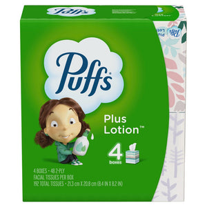 Puffs Plus Lotion Facial Tissues 48 ct. Cube 4 Pack