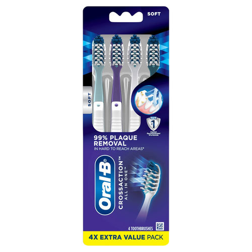 Oral-B Cross Action All In One Manual Toothbrush Soft Extra Value 4 Pack