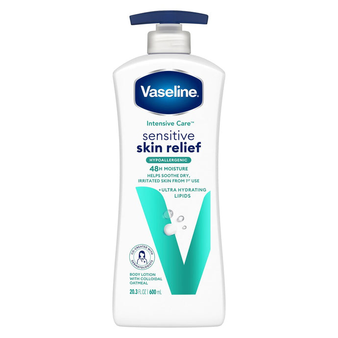 Vaseline Intensive Care Sensitive Skin Relief Hypoallergenic Body Lotion with Colloidal Oatmeal 20.3 oz.