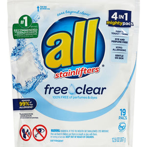 all Mighty Pacs Laundry Detergent Free and Clear 19 ct.