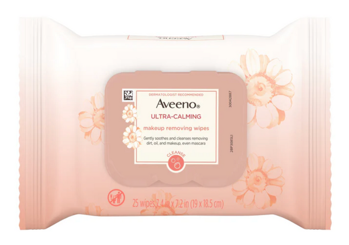 Aveeno Ultra-Calming Sensitive Skin Makeup Removing Face Wipes 25 ct.