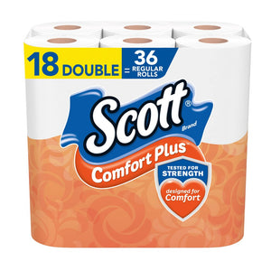 Scott ComfortPlus Toilet Paper 18 Double Rolls 1-Ply Toilet Tissue