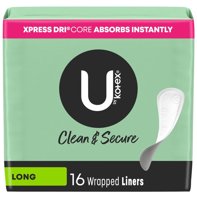 U by Kotex Lightdays Long Panty Liners Unscented 16 ct.