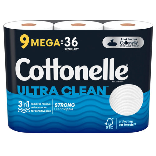 Cottonelle Ultra Clean Toilet Paper Strong Toilet Tissue 9 Mega Rolls
