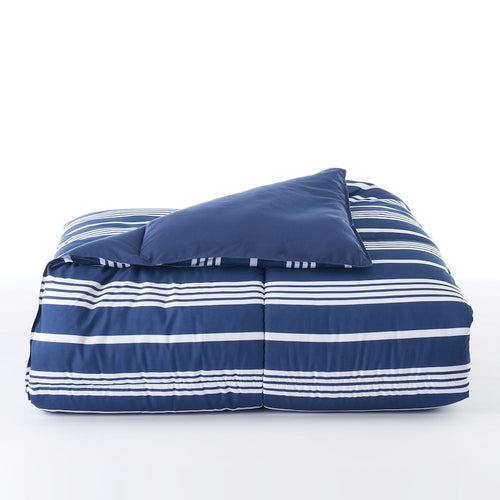 The Big One Down Alternative Reversible Comforter Navy Stripe in King Size