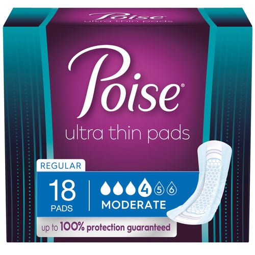 Poise Ultra Thin Incontinence Pads Moderate Absorbency Regular Length 18 ct.