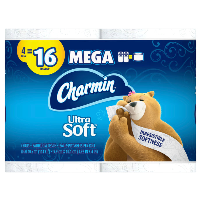 Charmin Ultra Soft Toilet Paper 4 mega rolls