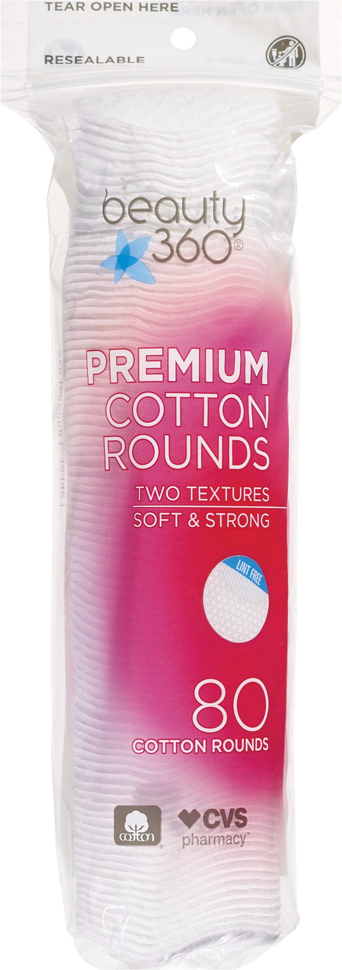 Beauty 360 Premium Cotton Rounds 80 ct.