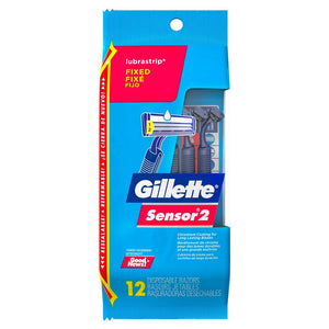 Gillette Sensor 2 Disposable Razor Fixed Lubrastrip 12 ct.