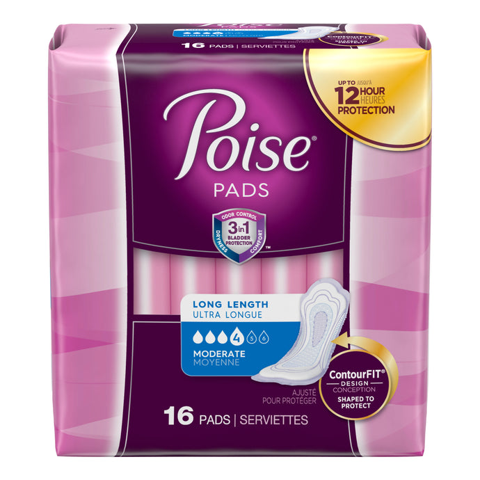 Poise Incontinence Pads Moderate Absorbency Long Length 16 ct.