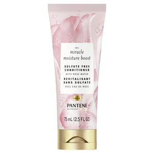 Pantene Nutrient Blends Miracle Moisture Boost Rose Water Conditioner for Dry Hair Sulfate Free Travel Size 2.5 oz.
