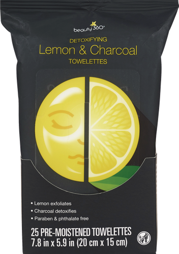 Beauty 360 Lemon & Charcoal Facial Wipes 25 ct.