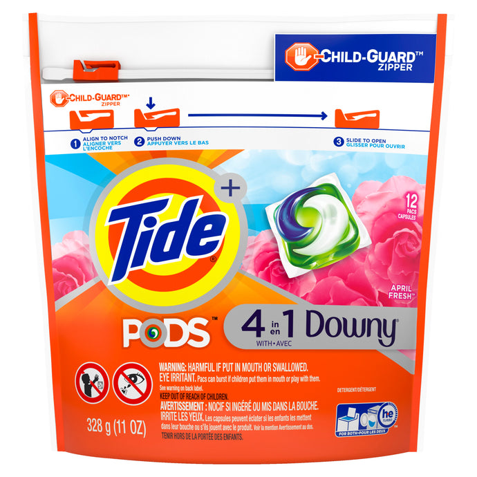 Tide PODS with Downy Liquid Laundry Detergent Pacs April Fresh 12 ct.