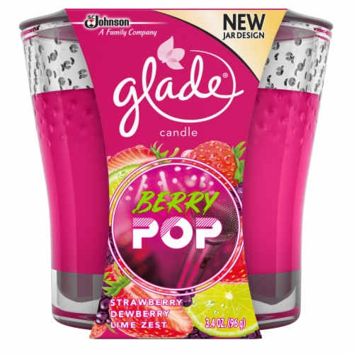 Glade Jar Candle Air Freshener Berry Pop Strawberry Dewberry Lime Zest 3.4 oz.