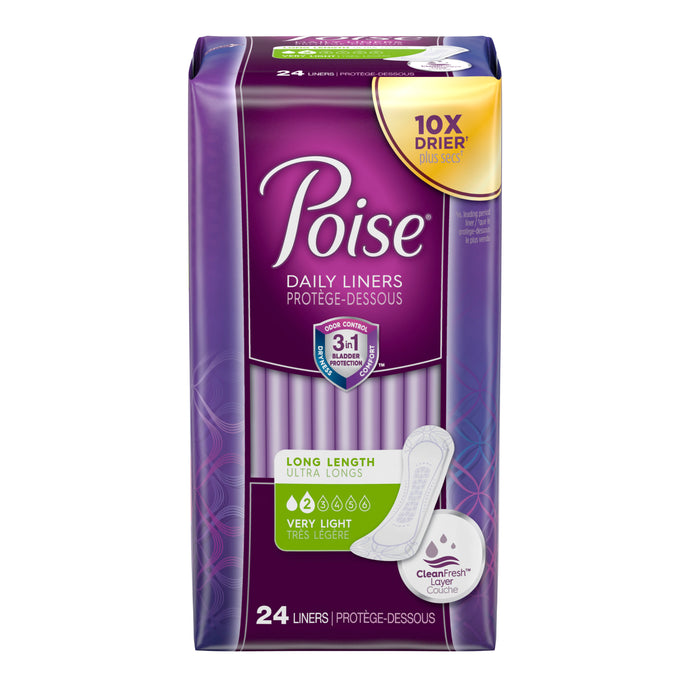 Poise Daily Incontinence Panty Liners Very Light Absorbency Long 24 ct.