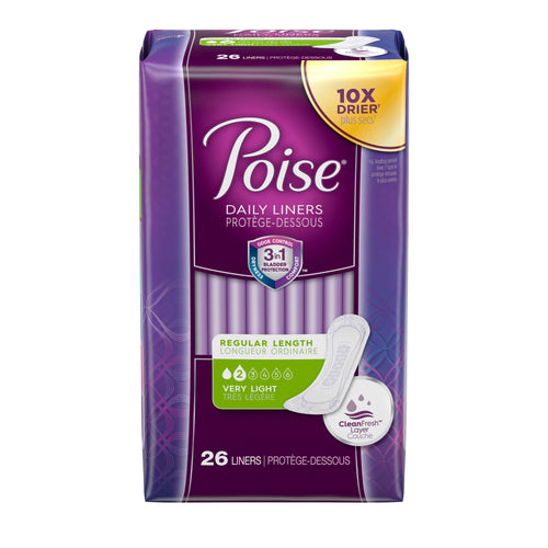 Poise Daily Incontinence Panty Liners Very Light Absorbency Regular 26 ct.