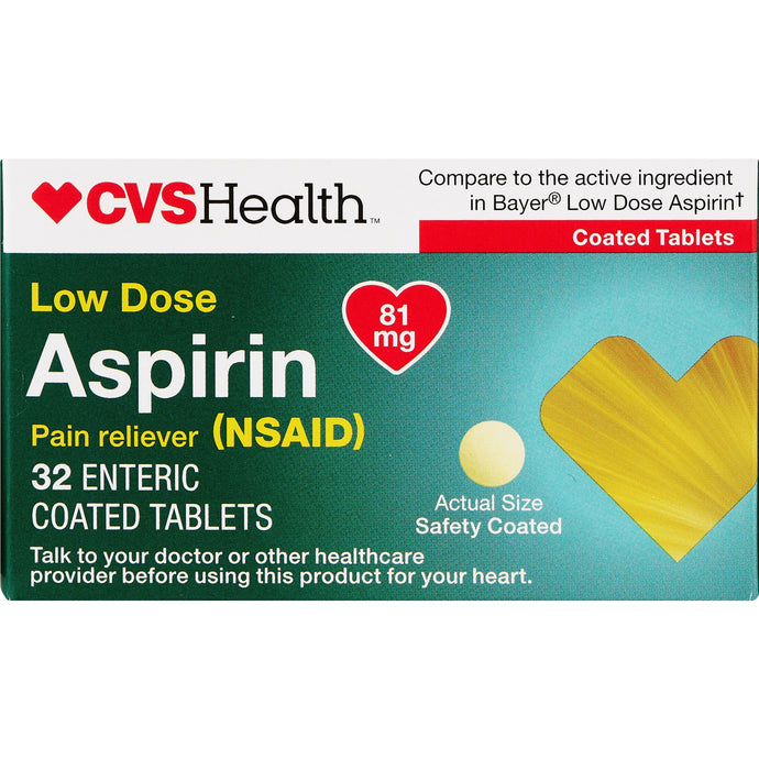 CVS Health Low Dose Aspirin Enteric Coated Tablets 81 mg 32 ct.