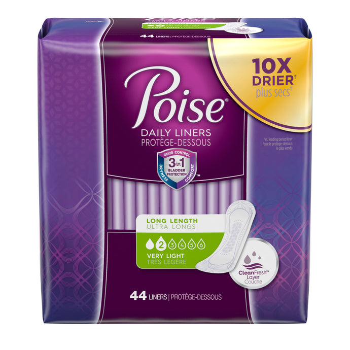 Poise Daily Incontinence Panty Liners Very Light Absorbency Long 44 ct.