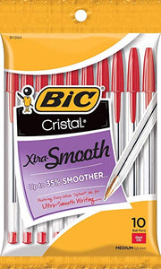 Bic Cristal Xtra Smooth Red ballpoint pens 10 ct.