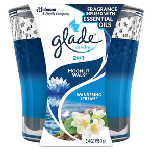 Glade 2-in-1 Jar Candle Air Freshener Moonlit Walk & Wandering Stream 3.4 oz.