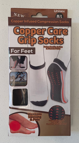 Copper Care Grip Socks Unisex M/L Compression Socks