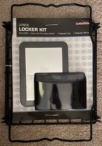 Black 3-Piece Locker Kit with Shelf, Magnetic Cup and Magnetic Mirror
