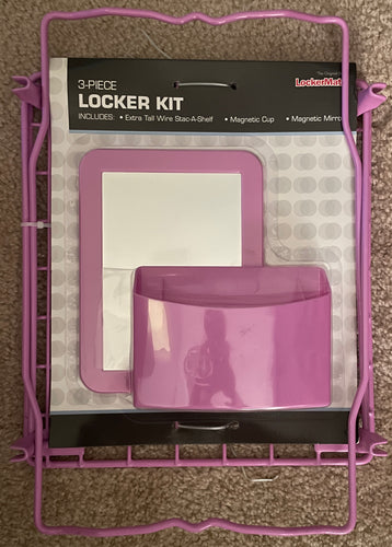 Pink 3-Piece Locker Kit with Shelf, Magnetic Cup and Magnetic Mirror