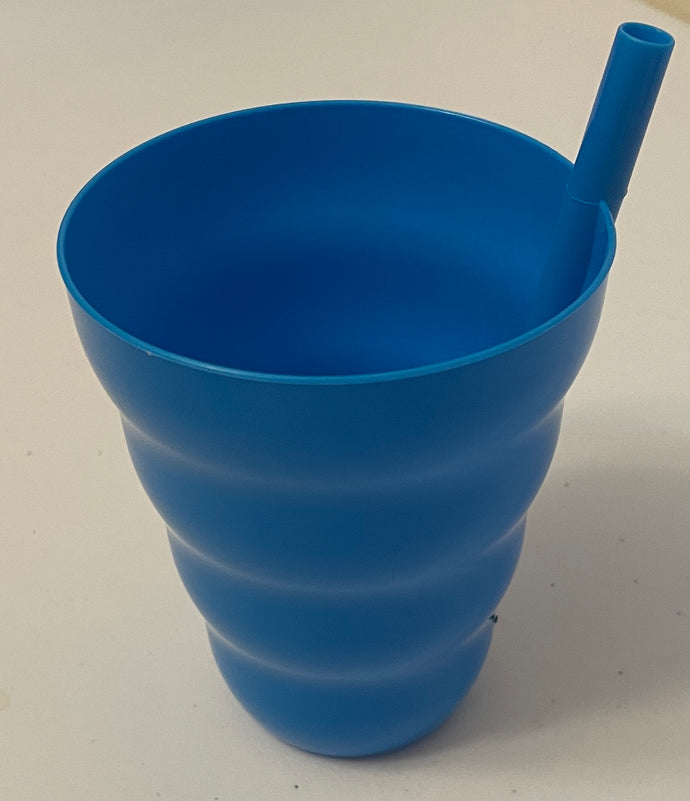 Sip-A-Cup 10 oz. Blue Plastic Cup with Straw