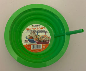 Sip-A-Bowl 22 oz. Green Plastic Bowl with Straw