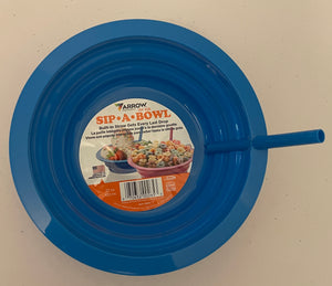 Sip-A-Bowl 22 oz. Blue Plastic Bowl with Straw