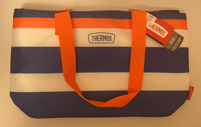 Thermos Insulated 18-can Tote Orange, Blue and White
