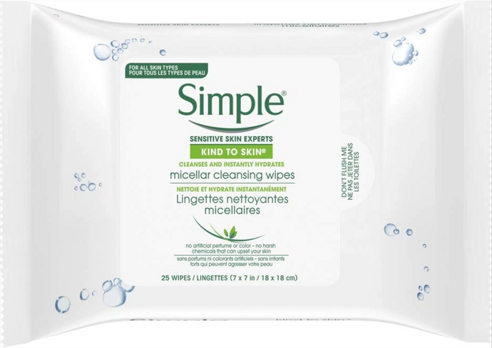 Simple Makeup Remover Micellar Cleansing Wipes 25 ct.